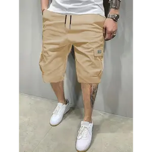 [Multiple Pockets Cargo Shorts] 3pcs Men's Casual Cargo Shorts - Multiple Pockets, Adjustable Drawstring Waist, Polyester - Ideal for Everyday Outings