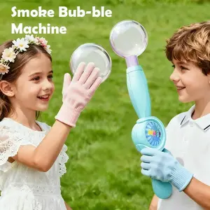 Elastic Fog Bubble Wand Toy for Kids Rechargeable Smoke Bubble Machine With Colorful Lights Music Summer Outdoor Beach Birthday Holiday Party Gift