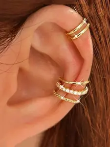4-Piece Non-Pierced C-Shaped Ear Bone Clips, Adjustable Clip-Type Cartilage Earrings, Suitable for Female Non-Pierced Ear Holes