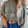 Women's Striped Boat Neck Batwing Sleeve Oversized Knitted Blouse Shirts, Knitwear Womenswear Casual Half Sleeve Top for All Seasons, Perfect for Daily Wear, Everyday Tops, Casual Knitting Top