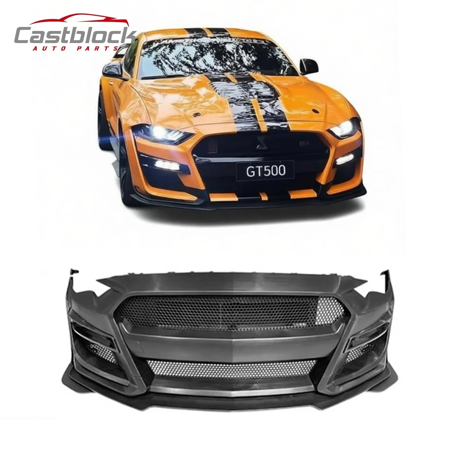 Ford Mustang Upgrade GT500 Style Front Bumper Cover Grille（2018-2023）