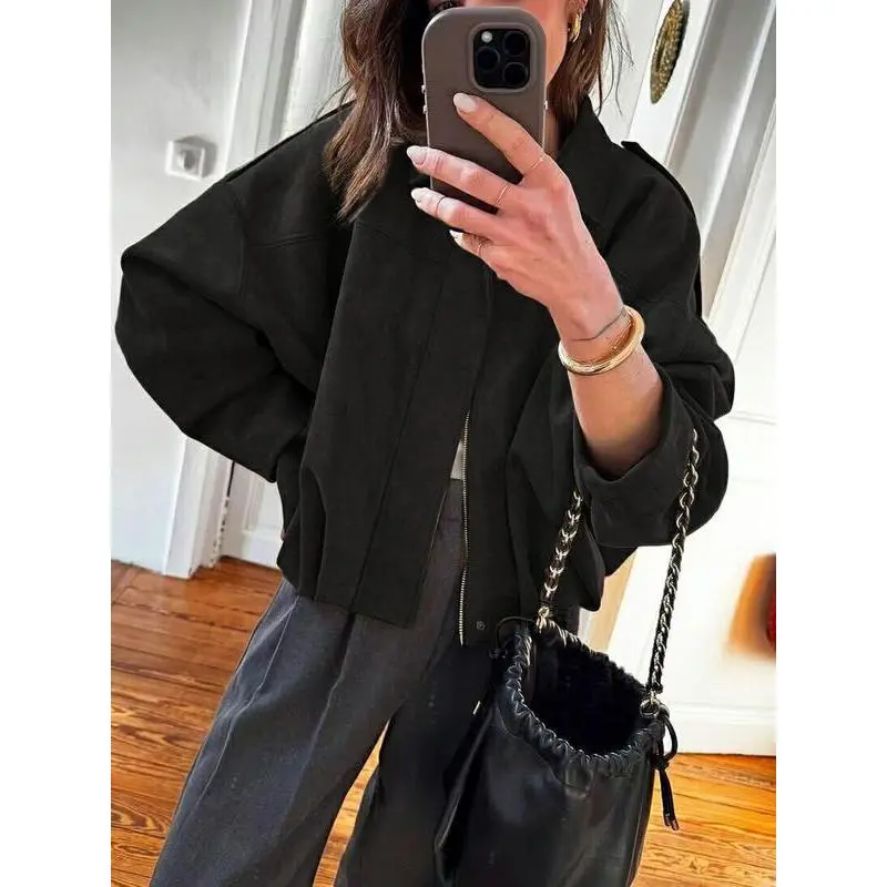 Aviator Jacket Woman,New In Coats And Jackets,Zip Up Jacket Women's Winter Jacket,Suede Jacket,Oversized Pilot Jacket Cropped Fit, 2025 Streetwear Pleats Short Jacket Woman Aviator Jacket Woman,New In Coats And Jackets,Zip Up Jacket Women's Winter Jacket,Suede Jacket,Oversized Pilot Jacket Cropped Fit, 2025 Streetwear Pleats Short Jacket Woman