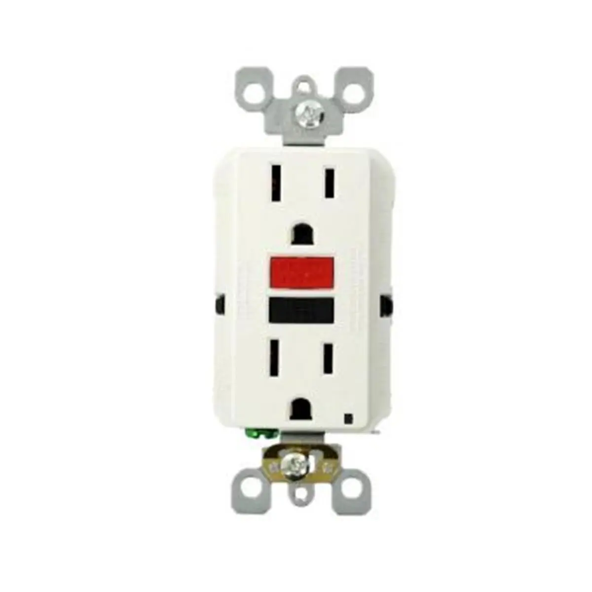Leviton Mfg R72-GFNT1-0RW 212 MAIN Self-Testing Slim Profile GFCI Power Socket, 15A 125V Duplex Electrical Outlet with Brass Clip - Easy Wiring, White