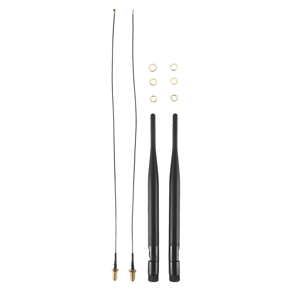 6dBi Dual Band WiFi RP-SMA High Gain Antenna Kit - 2 Antennas, 2 x 35cm U.fl/IPEX Pigtail Cables, Router Ready, 19.5 cm, Metal+Plastic, for Household WiFi Booster Needs