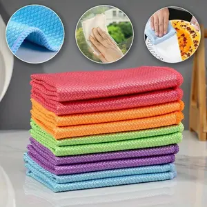 Miracle Cleaning Cloth - Fish Scale Glass Wiping Cloth, Car Window Mirror Cleaning Cloth - Streak Free & Reusable - Perfect For Cleaning Kitchen, Mirrors, Glass, Dish, Screens ! Super Absorbent Reusable, Cleaning Supplies, Cleaning Tool