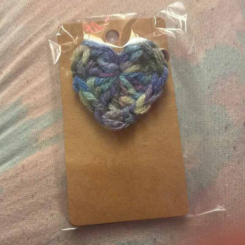 Crochet heart pin