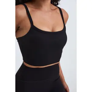 Cropped Bandeau Tank Top - Black