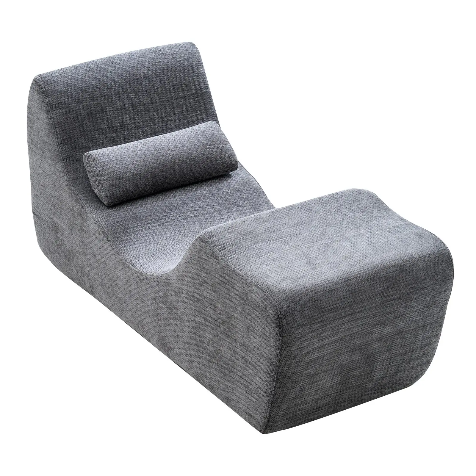 VEVOR Backless Armless Yoga Chair Chaise, Ergonomic Foam Cushion Lounge Chair for Yoga & Massage, Durable Indoor Furniture for Living Room, Grey, Exercise