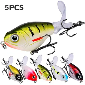 5PCS Crankbait Propeller Surface Tractor 0.4oz/11.5g 0.56oz/16g Floating Bait Bionic Noise Trolling Bait Rotating Hard Bait Fishing Tackle