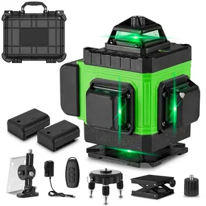 16 Lines Laser Level, 1 Set 4x360° Brightness Adjustable Laser Level with Remote Control & Charger, Portable Professional Laser Level for Indoor & Outdoor Use, Measuring Tools