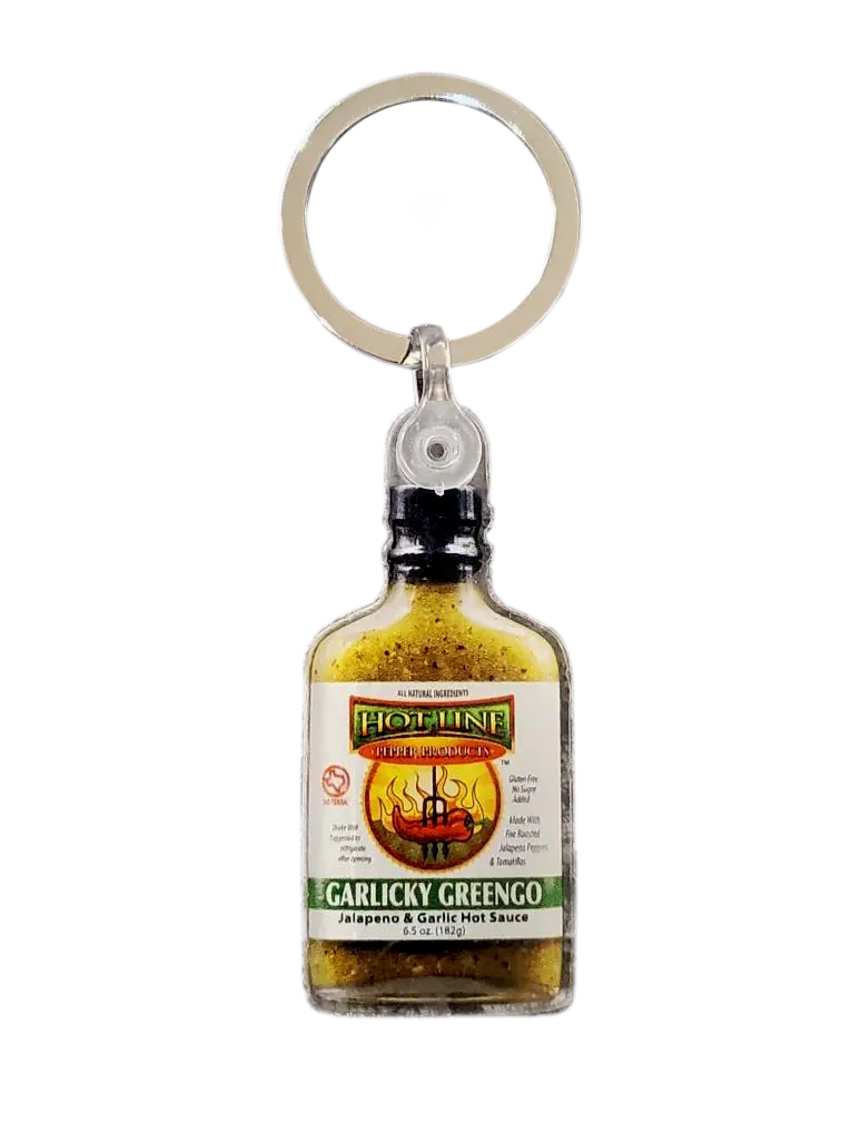 Hot Sauce Bottle Keychain | Texas Gourmet Foodie Gift | Hot Line Pepper Products | Novelty Key Chain