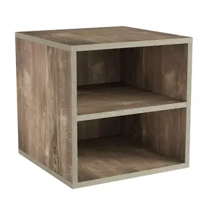 Lavish Home Stackable Cube End Table with 2 Shelves Minimalist