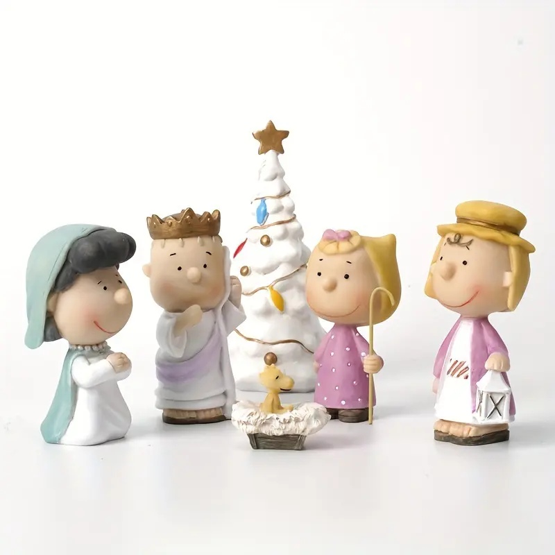 Christmas Healing Soft Cute Characters Six-Piece Set, Resin Sculpture Figurines, Holiday Desktop Atmosphere Decoration Playthings, Desktop Decorative Ornament, Home Decor Ornaments