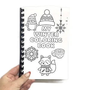 Winter COLORING Book Cardstock 18 Themed Pages Featuring Penguins Snowflakes & Cozy Drinks Perfect for Holiday Fun