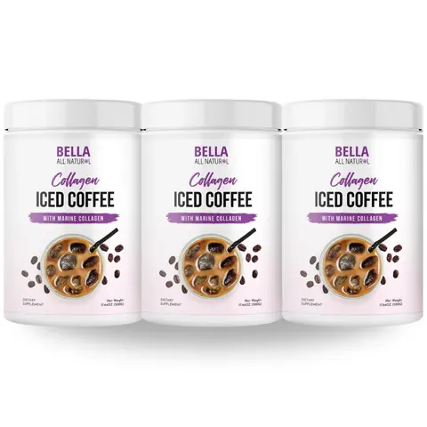 3 Pack Bella All Natural Collagen Iced Coffee - 500g