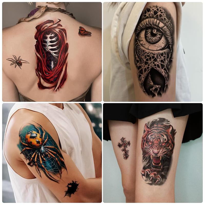 77 Sheets 3D Realistic Temporary Tattoos Adults Kids, Realistic Skull Tiger Wolf Lion Dragon Spider Snake Temporary Tattoos For Women Men, Half Arm 3D Halloween Temp Tattoos Look Real And Last Long 77 Sheets 3D Realistic Temporary Tattoos Adults Kids, Realistic Skull Tiger Wolf Lion Dragon Spider Snake Temporary Tattoos For Women Men, Half Arm 3D Halloween Temp Tattoos Look Real And Last Long