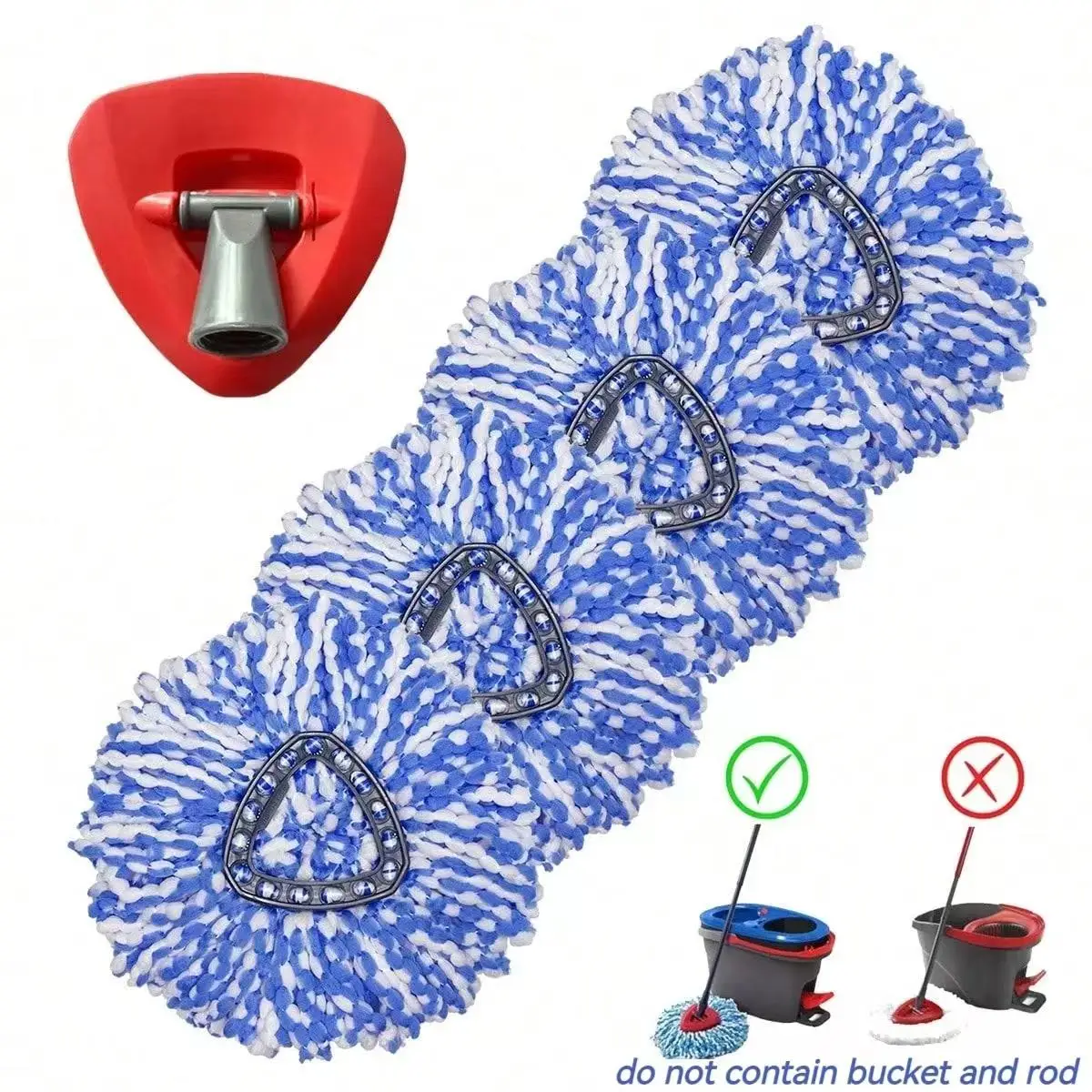 Spin Mop Replacement Head, 2/4 Counts Spin Mop Refills with Base Compatible with 2 Tank System O-cedar Dual System, Microfiber Mop Replace Head Easy C