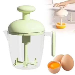Manual Whisking Cup & Liquid Mixer, One-Button Operation, Leakproof Lid, High-Speed Blades, Portable Egg Beater for Camping Kitchen
