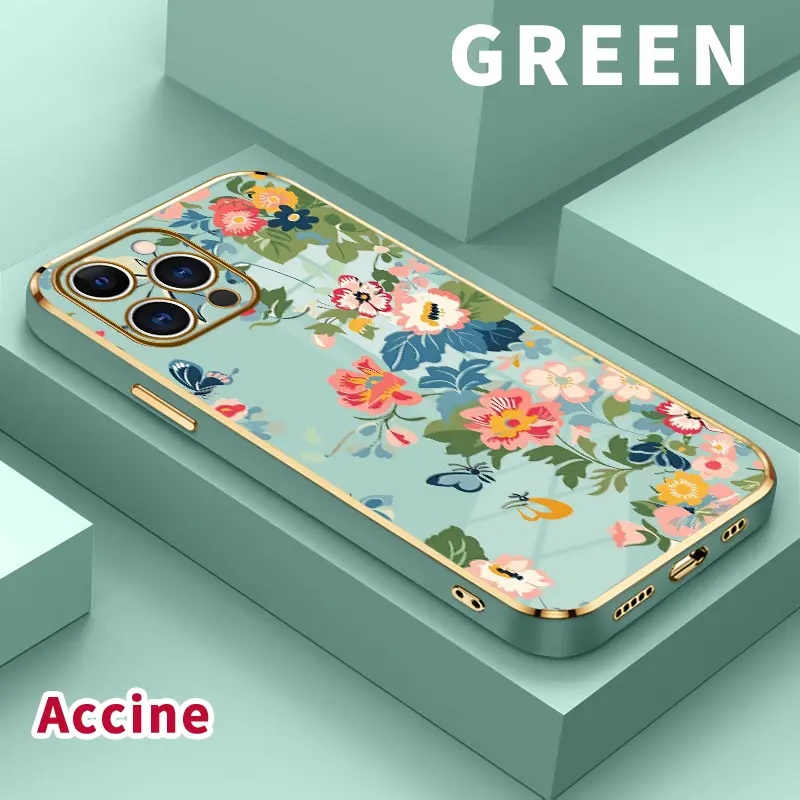Electroplated TPU Smartphone Case - Floral Butterflies Pattern, Classic Straight Design, Slim Profile, Anti-Drop, Non-Slip, Scratch-Resistant Soft Cover for iPhone 11,12,13,14 Plus,15 Pro Max,16,17 Mobile Accessories with Protection
