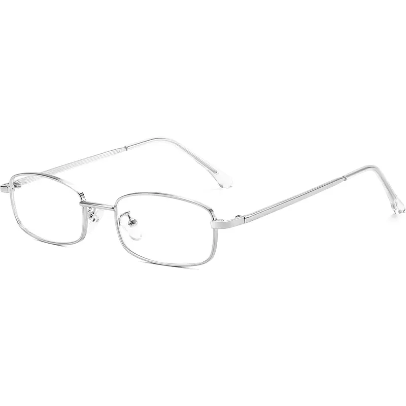 EyeconicFinds Women's Blue Light Blocking Eyewear Fashion - Vintage Lightweight Classic Rectangular Metal Frames, Gold-Silver Fake Nerd Glasses, Eye-Friendly Versatile Fit (B0271)