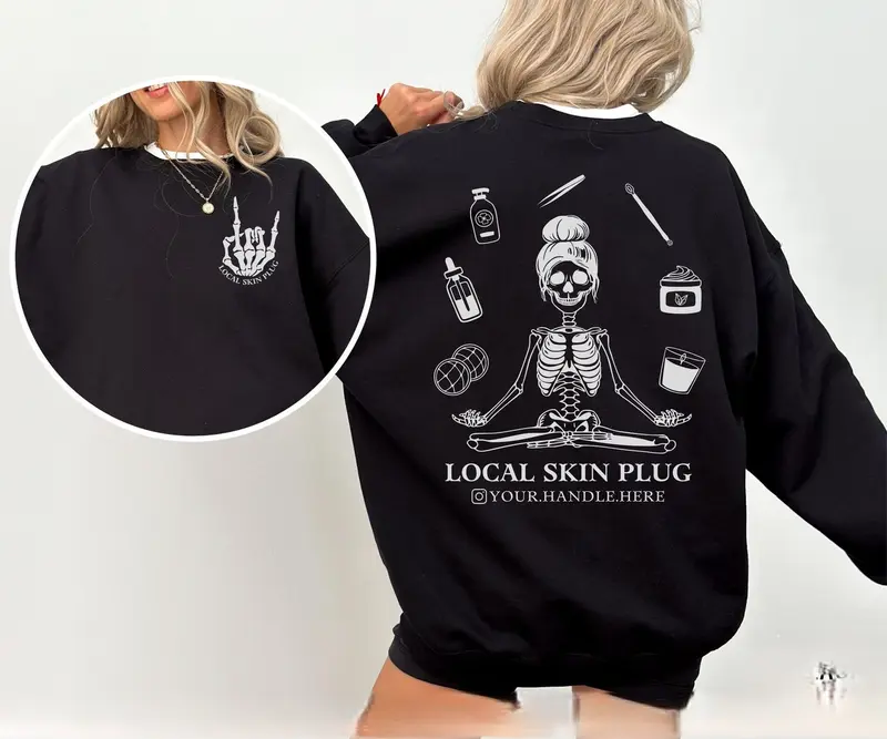 Esthetician Sweatshirt, Local Skin Plug, Halloween Esthetician Crewneck, Cute Esthetician Hoodie, both side