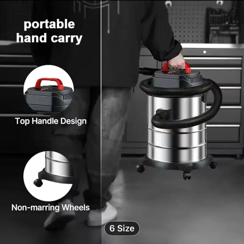 Shop Vacuum Wet and Dry, Heavy-Duty Stainless Steel Shop Vac, Ultra-Quiet with Complete Accessory Kit & - Ideal for Job Sites, Workshops & Garages