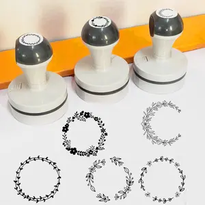 Floral Ring Stamp Vintage Style Clear Design Decorative Hand Account Packaging Gift Box Paper Flat Seal Office Supplies