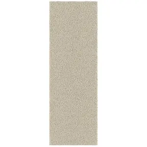 Ottomanson Chimera Non-Slip Rubberback Solid 2x6 Soft Indoor Runner Rug, 2' x 6', Cream