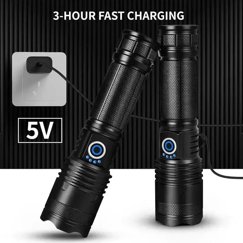99000 Rechargeable Flashlights High Lumens - 2 Pack, Super Bright LED Flash Light with Adjustable Focus, 5 Light Modes & IPX7 Waterproof for Camping, Outdoor and Home