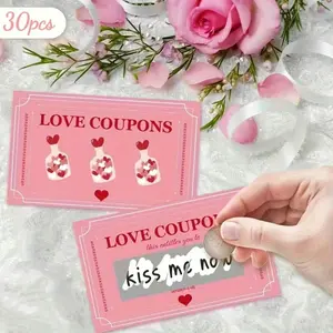 30 Valentine's Day love scratch cards, anniversary and birthday gift vouchers, romantic surprise gifts for men and women, Custom Message Card