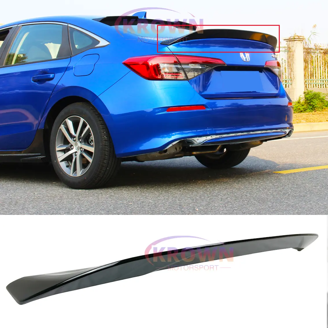 FITS 2022-2026 HONDA CIVIC SEDAN GLOSSY BLACK DUCKBILL STYLE HIGH KICK TRUNK SPOILER WING