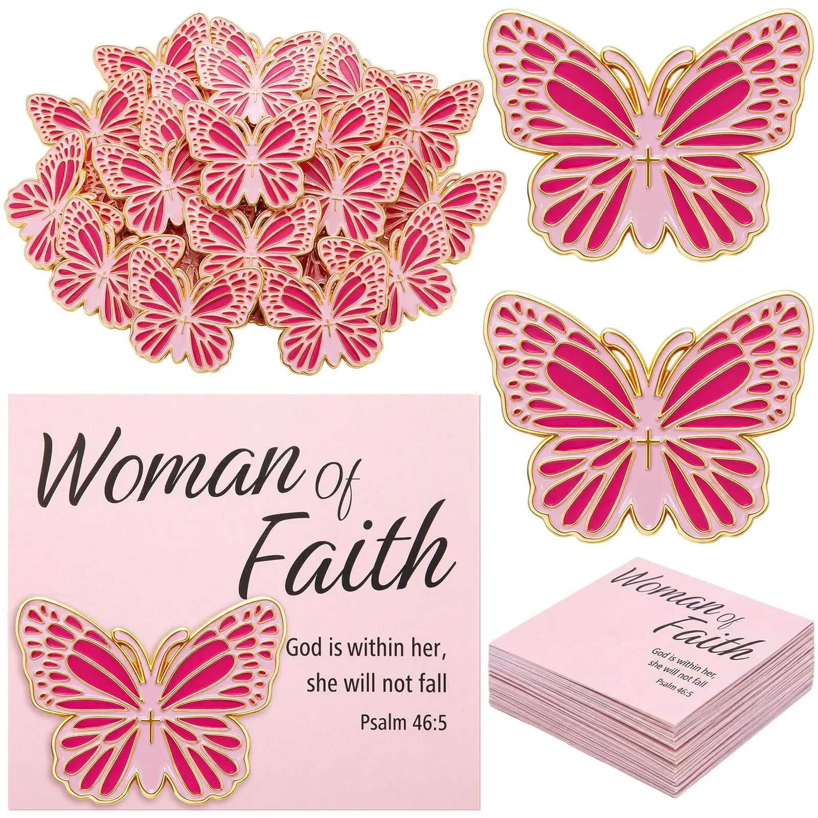 24 Set Christian Pins for Women Flower Pin Religious Butterfly Pin Woman of Faith Enamel Pin Flower Brooch with Motivational Cards Metal Badge Mom Teacher Appreciation Gift Birthday Back to School Gifts Religious Gift for Sunday School Church Youth Group