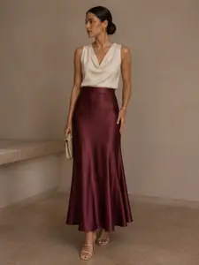 Women’s Satin Slip Maxi Skirt, Elegant High Waisted Flowy Long Skirt, Chic Office, Old Money Aesthetic, Stylish Women's Fashion, Bottom