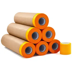 Pre-Taped Masking Paper and Masking Tape Sets, 22inch-50feet Painters Paper and Painters Tape, Automotive Paper, Tape and Drape Waterproof for Painting Protection Covering (6)