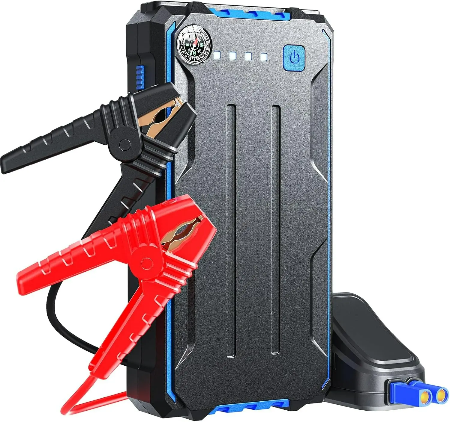 DIBMS 4000A Car Jump Starter, Battery Jumper Starter Portable for Compact Car Up to 10.0L Gas and 8.0L Diesel Engine Jump Box with Jumper Cables, USB Output and LED Light