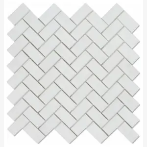 Thassos White Herringbone 1 X 2 Polished/Honed Marble Mosaic Tile
