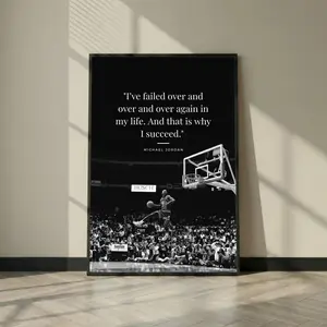 [ SALE UP 45% - UNFRAMED POSTER ] Basketball Motivation Quote Wall Art, Black and White Sports Print, Man Cave Decor, Teen Boy Room Sports Gift Idea