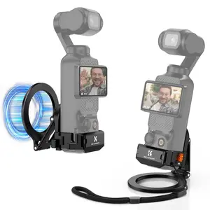 K&F Concept Magnetic Mount Stand Compatible with DJI Osmo Pocket 3,Aluminum Alloy Magnet Expansion Adapter Accessories with 1/4'' Screw Holes/Cold Shoe,360 °   Adjustable Suction Bracket for Pocket 3