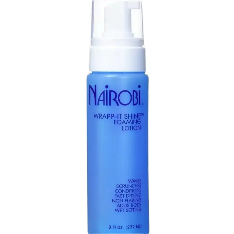 Nairobi Wrapp-it Shine Foaming Lotion - Heat Protection, Fast Drying, Body-Adding Shine, Unscented, 8 Fluid Ounces, Non-Flaking, Gluten-Free