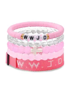 5pcs/set Natural Crystal Bracelets, Simple Style Irregular Wwjd Wristbands, Energy Vibrating Jewelry, Gift for Friends