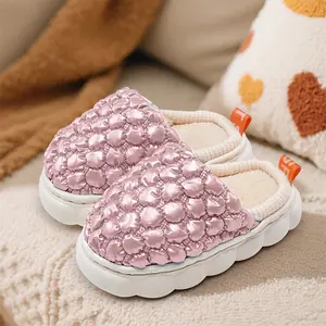 Spark Sequined Fleece-Lined Open-Heel Flat Slippers - Fuzzy Warm Easy Slip-On Indoor Mules with Espresso