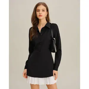 Black Contrasting A-Line Mini Dress