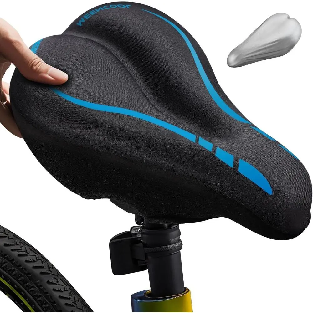 Gel Padded Bike Seat Cushion Cover, Unisex Anti-Slipping Cycling Gear with Adjustable Straps for a Secure Hold on Indoor & Outdoor Peloton or MTB Bicycles, Unisex Names, Bikes, Spin Class, Waterproof, 11.8 X 7.2 X 1.65 Inches, Disperses Pressure