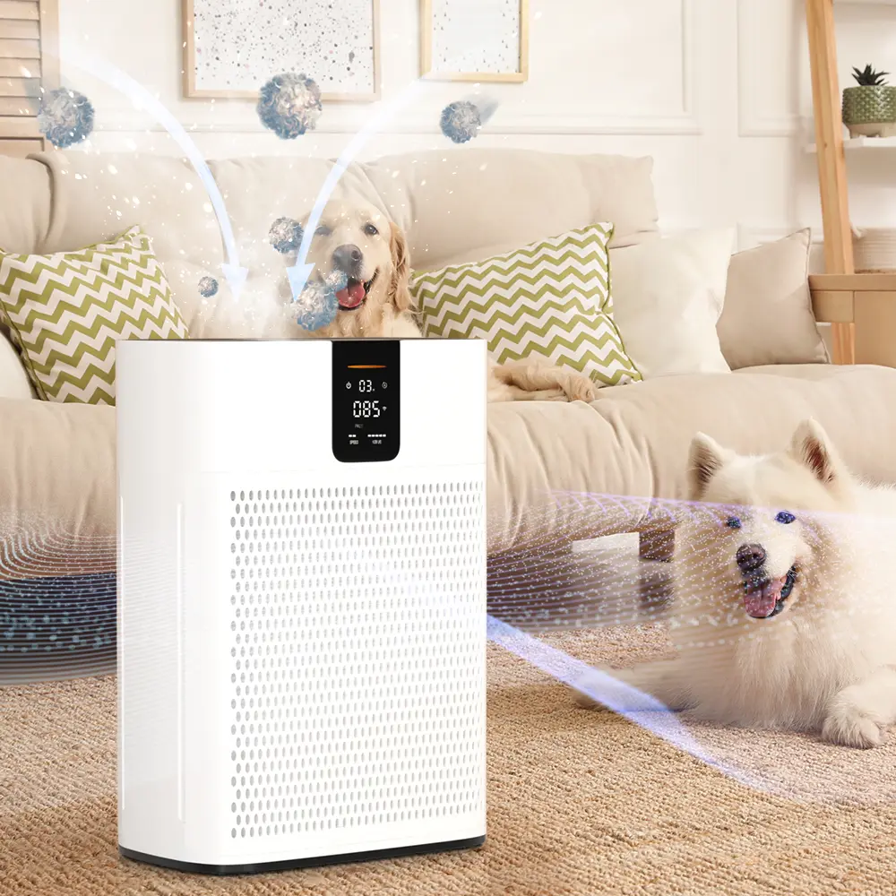 Areyourshop Smart Home Air Purifier - Anti-Allergy, Ultra-Quiet, 3 Adjustable Speeds, 12-Hour Timer, App/Phone Control, Auto Mode, PM2.5 Sensor, Dual Intake, Odor Removal, 2400 Sq. Ft. Coverage, Removes Dust, Pet Hair, Dander, Smoke, Display