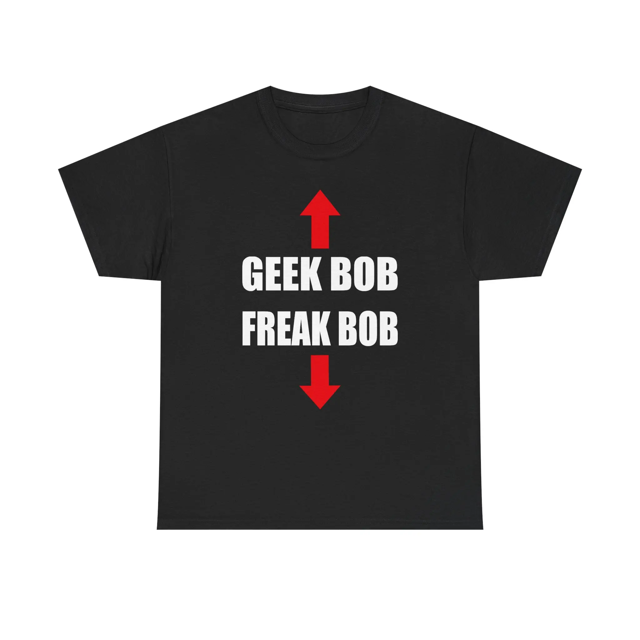Freak Bob Graphic Print T-Shirt, Classic Relaxed Fit Shortsleeve Cotton Menswear Tops with Ribbed Round Neck, Oeko-Tex Certified, Clothes, Crew Neck, Geek, Fabric