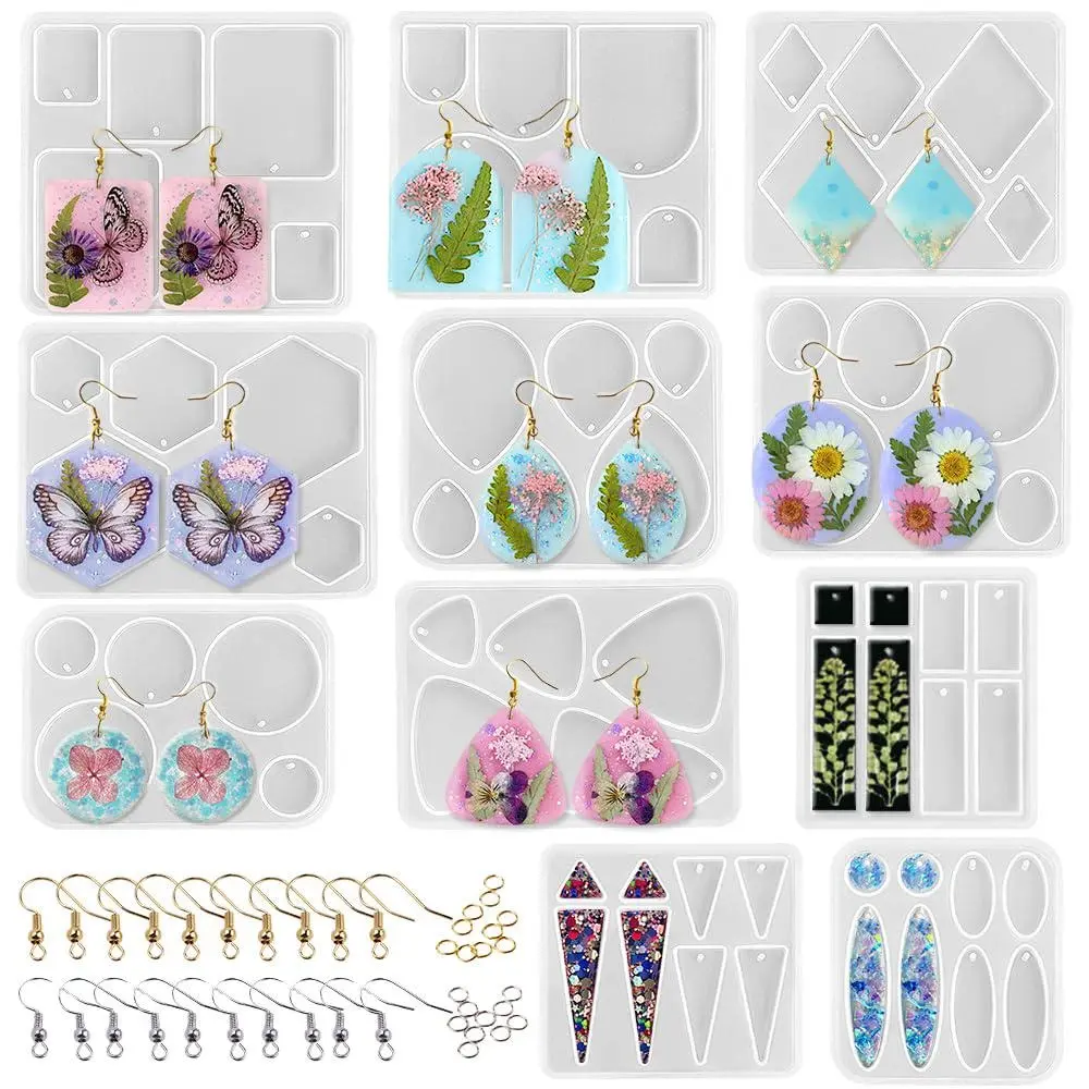 91-Piece Resin Earring Making Kit with Silicone Molds, Gold Hooks, and Supplies for Crafting DIY Stud and Dangle Earrings, Stud Earrings
