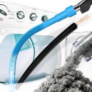 2PCS Dryer Vent Cleaner Kit Lint Remover Brush & Vacuum Hose Attachment Flexible Cleaning Tool for Dryer Vent Dust Removal Improve Airflow Reduce Drying Time Lower Fire Risk