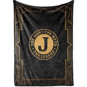 Gifts for Men, Initial Mens Gifts for Him, Birthday Gift Ideas, Mens Blanket,  Flannel Throw Blanket Gift for Dad, Grandpa, Husband,J， father son blanket