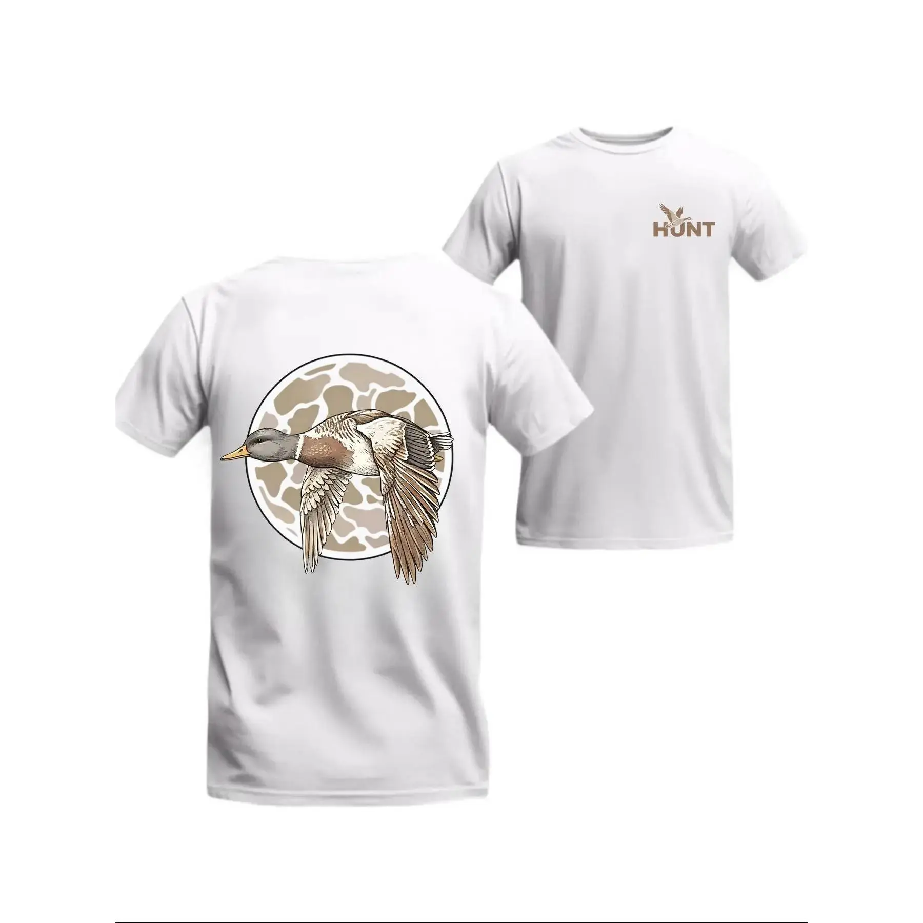 🔥[ Daily Wear Essential]Men’s Sitka T-Shirt with Duck Print – Casual Crewneck Tee, Soft Breathable Cotton, Daily Wear, Fitted Streetwear, Fashion Graphic T-Shirt for Men, Casual Outfit Essential