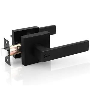 Keyless Door Handle, Square Door Handle, Privacy Door Knobs, Bathroom Balcony Bathroom Lock, Door Hardware for Home, Office, Hotel, Apartment